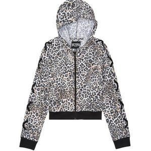 VS Sport Leopard Print lace up hoodie